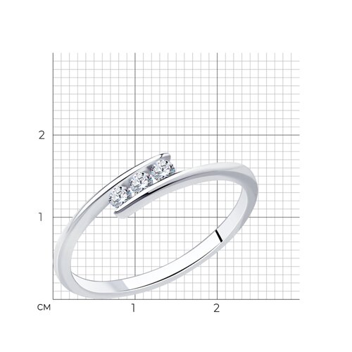 Кольцо из серебра с фианитами из родированное серебро — вид 2