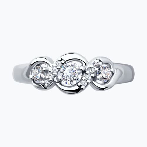 Кольцо из серебра с фианитами из серебро — вид 2