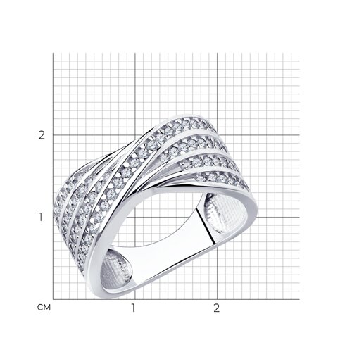 Кольцо из серебра с фианитами из серебро — вид 3