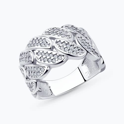 Кольцо из серебра с фианитами - видео на модели