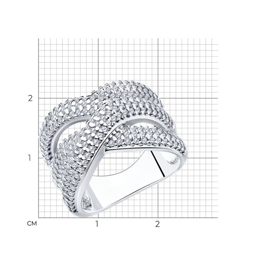 Кольцо из серебра с фианитами из родированное серебро — вид 3