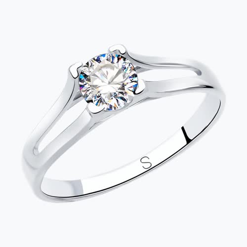 Кольцо из серебра с фианитом - видео на модели