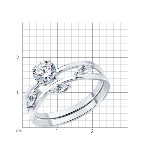 Кольцо из серебра с фианитами из серебро — вид 3