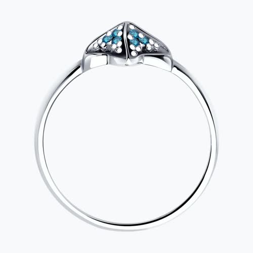 Кольцо из серебра с фианитами и эмалью из серебро — вид 3