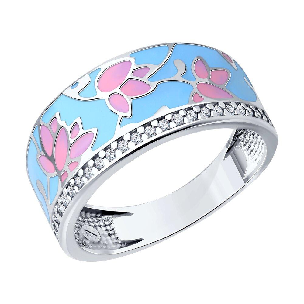 Кольцо из серебра с фианитами и эмалью - видео на модели