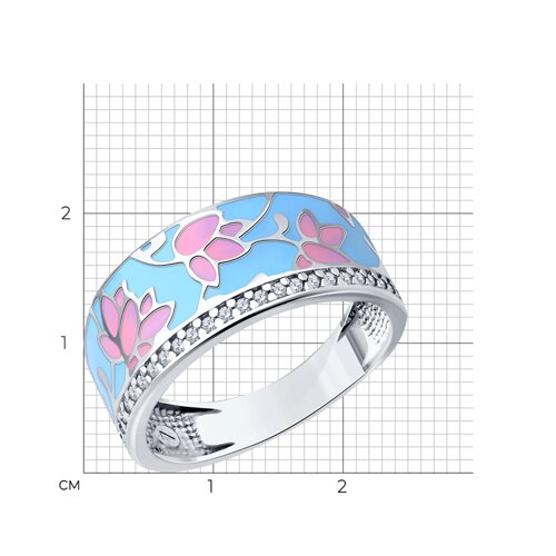 Кольцо из серебра с фианитами и эмалью из серебро — вид 4