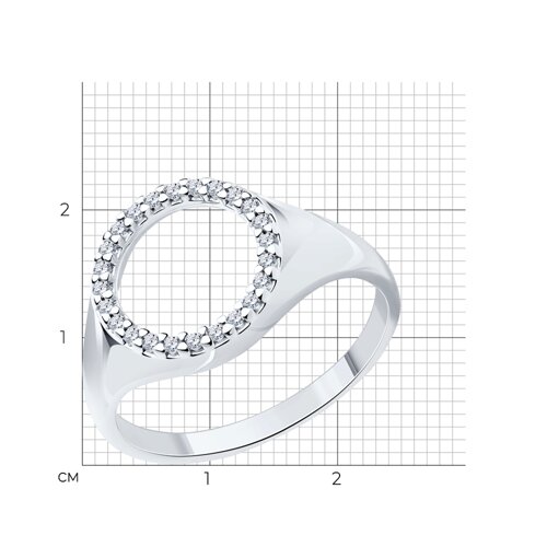 Кольцо из серебра с фианитами из родированное серебро — вид 4