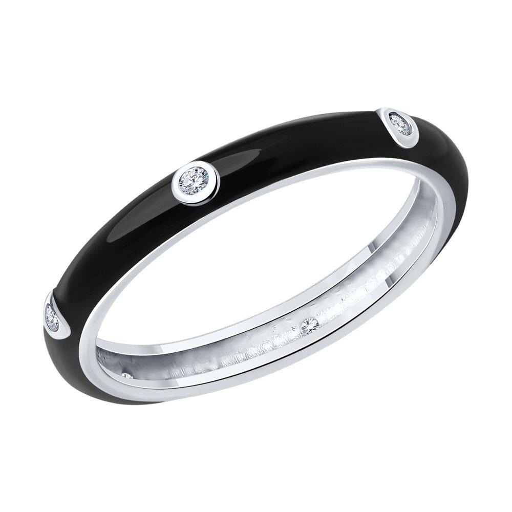 Кольцо из серебра с фианитами и эмалью - видео на модели