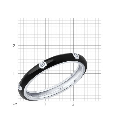 Кольцо из серебра с фианитами и эмалью из серебро — вид 5