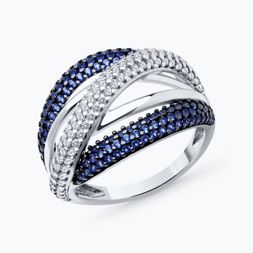 Кольцо из серебра с фианитами - видео на модели