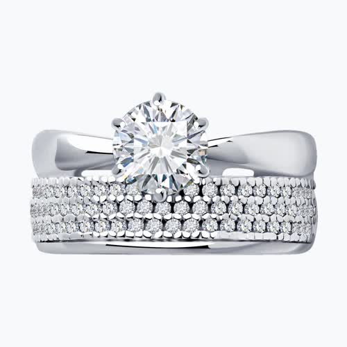 Кольцо из серебра с фианитами из серебро — вид 2