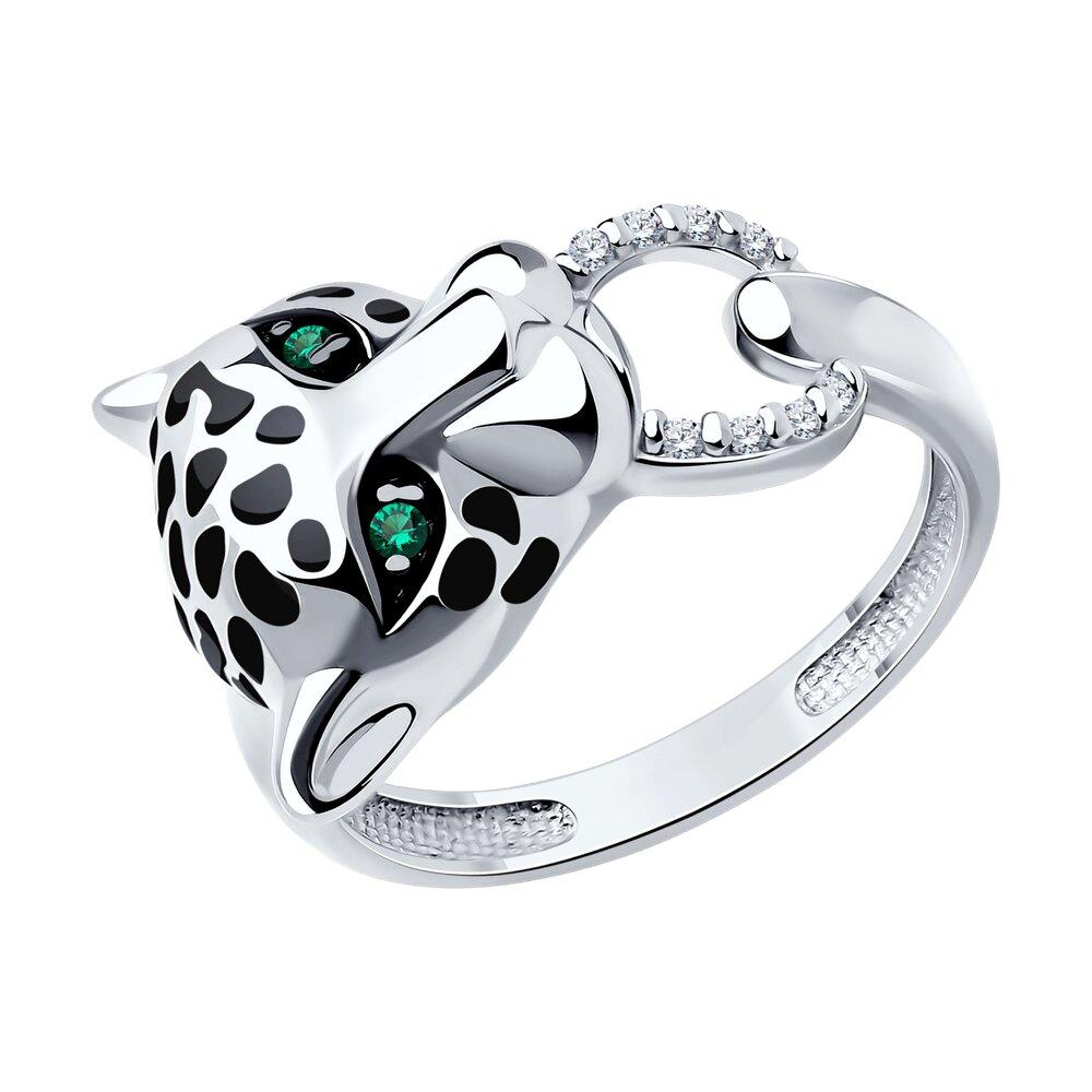 Кольцо из серебра с фианитами и эмалью - видео на модели