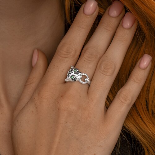 Кольцо из серебра с фианитами и эмалью из серебро — вид 3