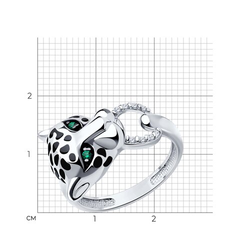 Кольцо из серебра с фианитами и эмалью из серебро — вид 4