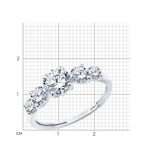 Кольцо из серебра с фианитами из серебро — вид 3