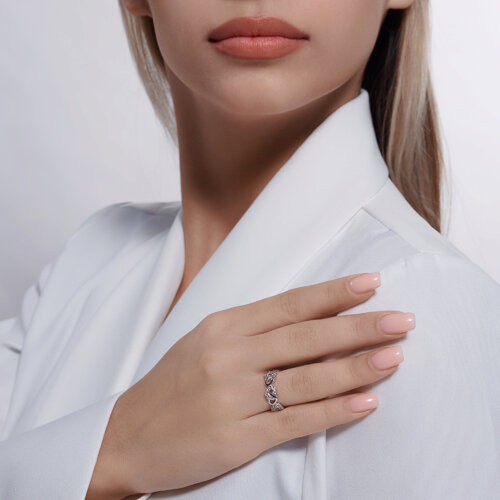 Кольцо из серебра с фианитами из серебро — вид 3