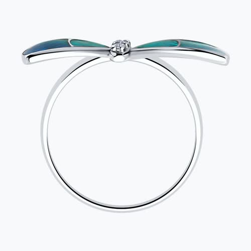 Кольцо из серебра с фианитами и эмалью из серебро — вид 2