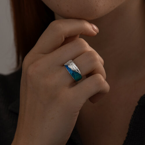 Кольцо из серебра с эмалью из серебро — вид 3