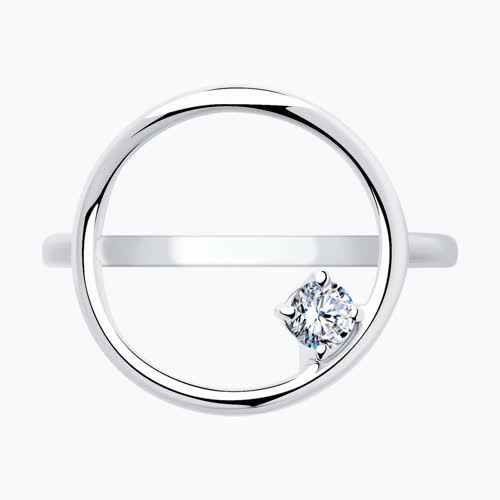 Кольцо из серебра с фианитом из серебро — вид 2