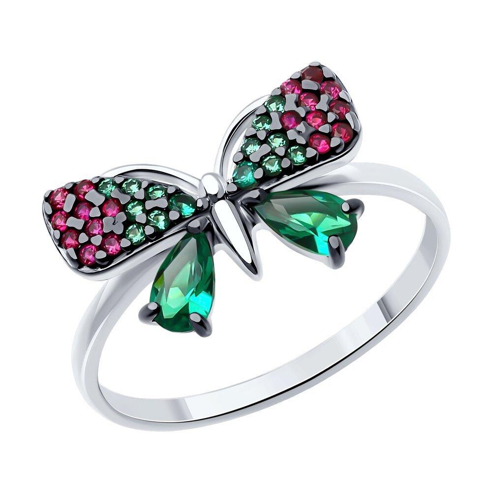 Кольцо из серебра с корундами и фианитами - видео на модели