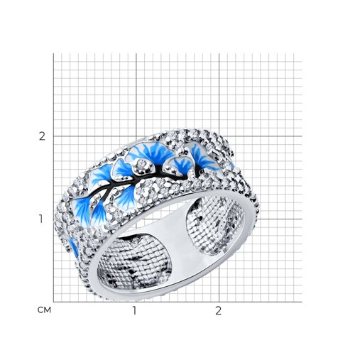Кольцо из серебра с фианитами и эмалью из серебро — вид 4