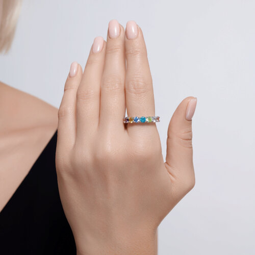 Кольцо из серебра с фианитами из серебро — вид 3