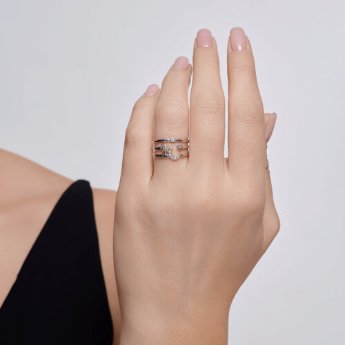 Кольцо из серебра с фианитами из серебро — вид 3