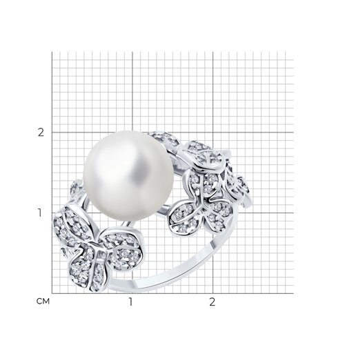 Кольцо из серебра с жемчугом и фианитами из серебро — вид 4