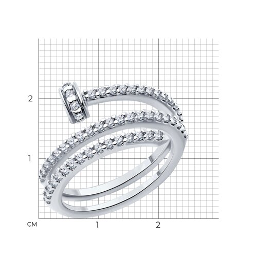 Кольцо из серебра с фианитами из серебро — вид 4