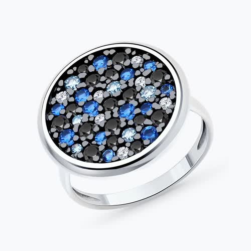 Кольцо из серебра с фианитами - видео на модели