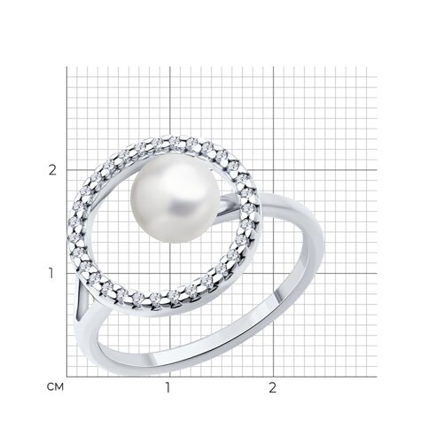 Кольцо из серебра с жемчугом и фианитами из серебро — вид 4