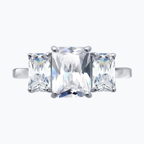 Кольцо из серебра с фианитами из серебро — вид 3