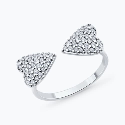 Кольцо из серебра с фианитами - видео на модели