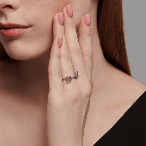 Кольцо из серебра с фианитами из серебро — вид 3