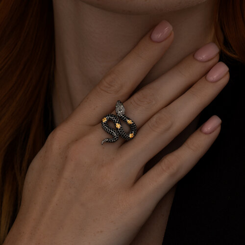 Кольцо из золочёного серебра с фианитами из серебро — вид 3