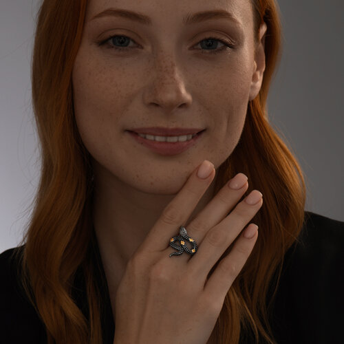 Кольцо из золочёного серебра с фианитами из серебро — вид 4