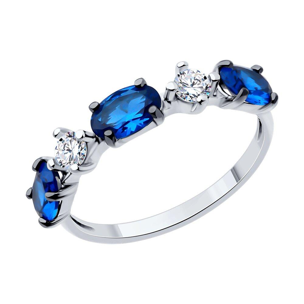 Кольцо из серебра с фианитами из родированное серебро