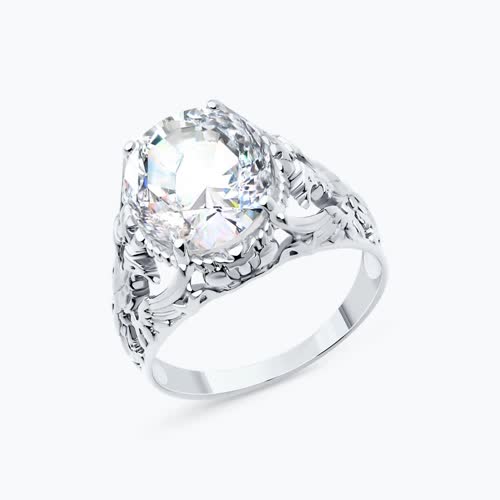 Кольцо из серебра с фианитом - видео на модели