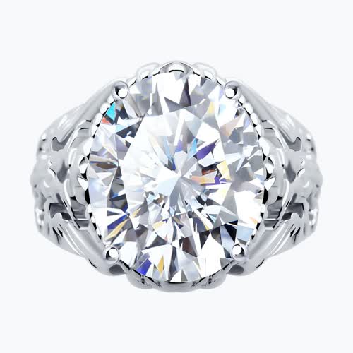 Кольцо из серебра с фианитом из серебро — вид 2