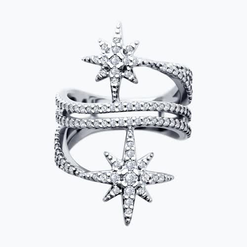 Кольцо из серебра с фианитами из серебро — вид 2