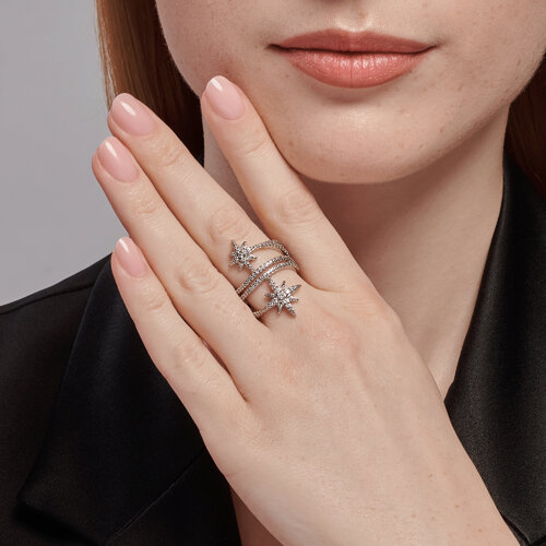 Кольцо из серебра с фианитами из серебро — вид 4