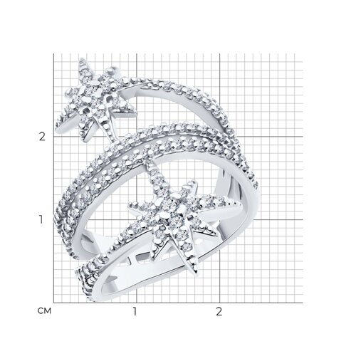 Кольцо из серебра с фианитами из серебро — вид 5