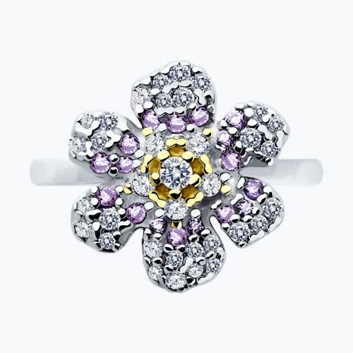 Кольцо из серебра с фианитами из серебро — вид 2