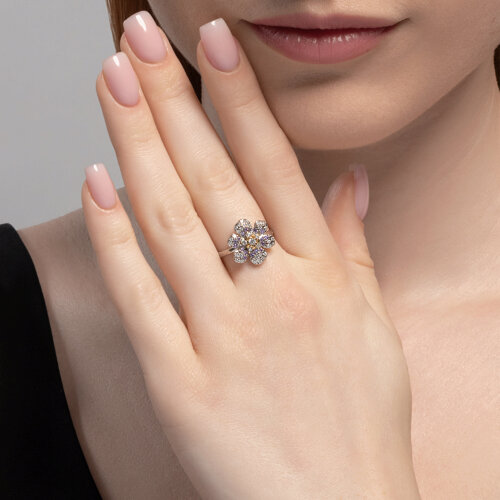 Кольцо из серебра с фианитами из серебро — вид 3