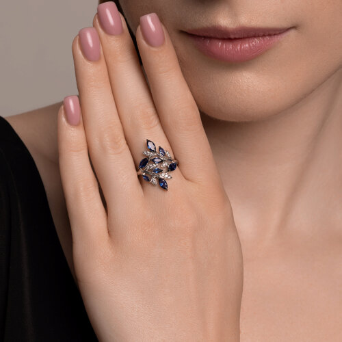 Кольцо из серебра с фианитами из серебро — вид 4