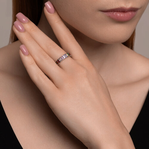 Кольцо из серебра с фианитами из серебро — вид 3