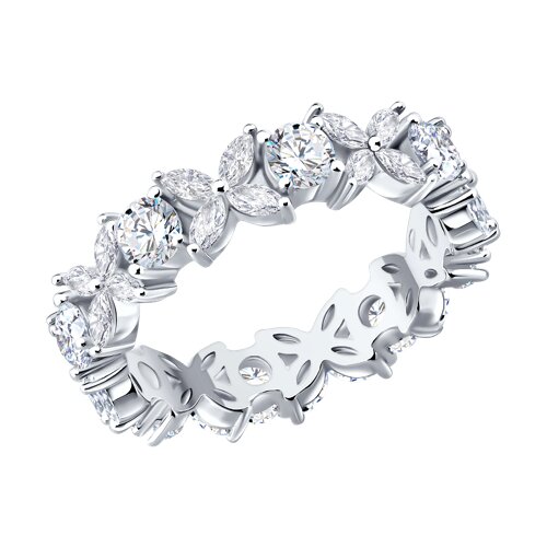 Кольцо из серебра с фианитами - видео на модели