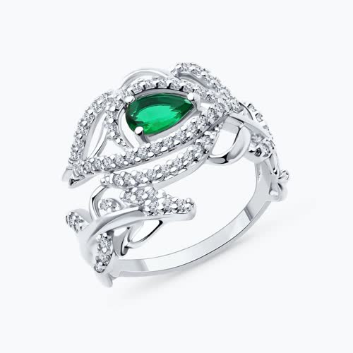 Кольцо из серебра с фианитами - видео на модели