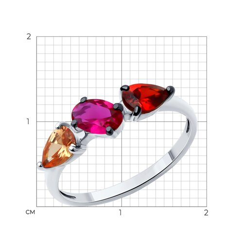 Кольцо из серебра с корундом и фианитами из серебро — вид 4