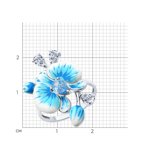 Кольцо из серебра с фианитами и эмалью из серебро — вид 4